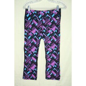 Tapout Tights Black Purple Dahlia Circuit Prestige MMA Capri Length Womens M EUC